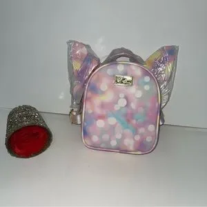 COPY - Betsy Johnson pastel wings min backpack betsy johnson mini backpack Rainbow Tie Dye Cloud Wings  main image 4